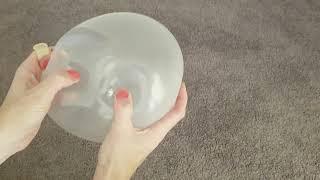 ASMR Blowing up a clear balloon with a pop