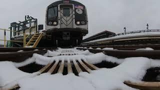 Train Cam 360: Incoming Train ; Snowy Train Tracks