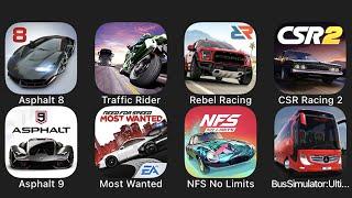 Asphalt 8, Traffic Rider, Rebel Racing, CSR Racing 2, Asphalt 9, Most Wanted, NFS No Limits....