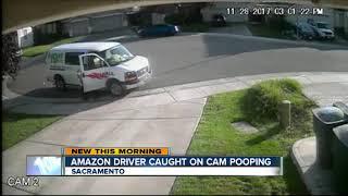 Amazon delivery driver poops in street, caught on camera