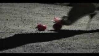 Tomatoes crushed with high heels outside