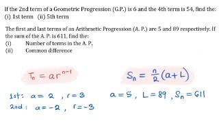 Sequence and Series  - AP and GP Solved Examples