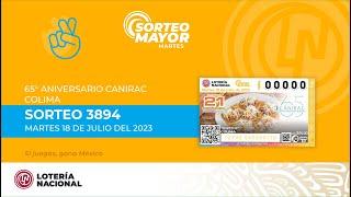 Sorteo Mayor No. 3894 alusivo al "65° Aniversario de la CANIRAC, Colima"