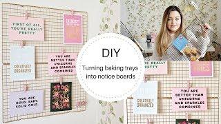 DIY noticeboard made from baking tray