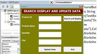 Excel VBA Userform to Search and Update Data -  Excel VBA Userform Example