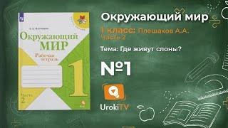 Задание 1 Где живут слоны? - Окружающий мир 1 класс (Плешаков А.А.) 2 часть