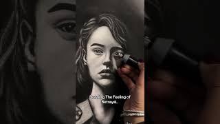 drawing emotions through art with charcoal | #art #realistic #charcoalpotrait #charcoaldr￼awing