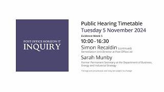 Simon Recaldin - Sarah Munby - Day 192 AM (05 November 2024) - Post Office Horizon IT Inquiry