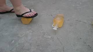 Flip-flops crushing bottles