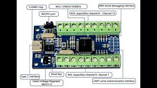 USB Interface 16 Channels 12Bit Bit AD Sampling Data Acquisition STM32 UART Communication ADC Module