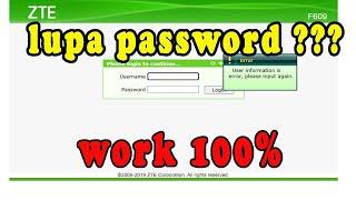 Cara Mengatasi Lupa Password Login Modem ZTE F609 INDIHOME