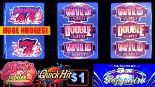 MY BIGGEST WIN YET on this Triple Double Jackpot Wild Blazing 777 NUDGING STACKS slot machine!