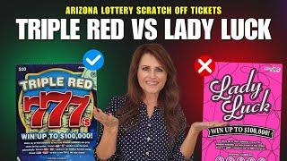 Lady Luck Triple Red 777s $100k Top Prize Scratchin' for a Claimer Lottery Scratch Off Tickets