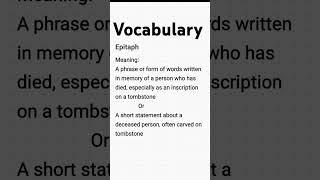 Daily Vocabulary|| Epitaph|| literary term