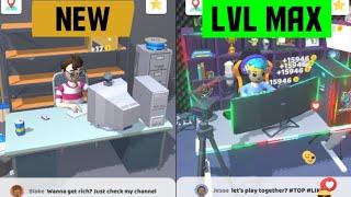 Idle Streamer! Max Level - NOOB vs PRO vs HACKER - ROOMS, EQUIPMENT, SKILLS Gameplay (Android, iOS)