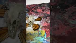 Subscribe to see my tutorial! #acrylicpouring #art #artist #skull #butterfly
