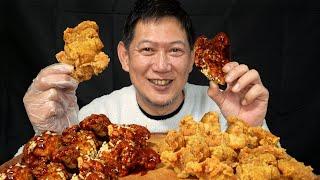 [ASMR] Eating Korean fried chicken with my dad  [Mukbang / Chewing sounds]