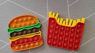 Hamburger and Fries Push Pop Bubble Fidgets