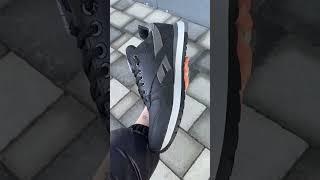 Мужские повседневные кожаные кроссовки Reebok (Рибок), мужские спортивные туфли черные, кеды R 03ч с