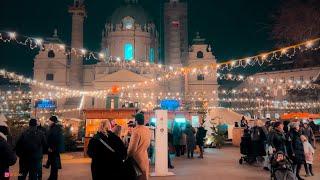 Vienna Walk Christmas Market Karlsplatz, December 2024 | 4K HDR