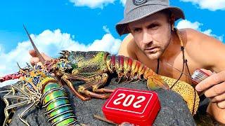 I stayed SURVIVED in the Tropical Forest on a DESERT ISLAND. Lobster Catch and cook [2 seas]