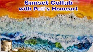 CREATE a STUNNING Seascape Beach Sunset with Epoxy Resin! Collab with @PetisHomeart
