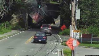 Truck crashes into bridge in Massachusetts