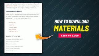 How To Download Materials From My Video | Material Download Process - Shahma Edits