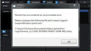 "Element has encountered an unrecoverable error" Решение проблемы ELEMENT 3D Open GL