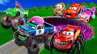 ZOMBIE Pit Transform In Beast Lightning McQueen & Big & Small Pixar Cars! Beam.NG Drive!