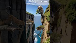  Leopard’s Daring Cliff Dive: Nature’s High-Stakes Chase! ️레오파드의 대담한 절벽 다이빙 #shorts #leopard