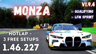 BMW M4 GT3 | MONZA 1.46.2 | HOTLAP + FREE SETUP | ACC v1.9