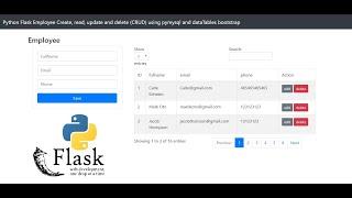 Python Flask Employee Create, read, update and delete (CRUD) using pymysql and dataTables bootstrap