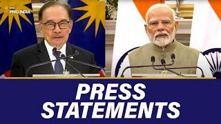 PM Modi & Malaysian PM Ibrahim give Press Statements at Hyderabad House