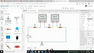 how to make a series circuit simulation in easyEDA online simulator