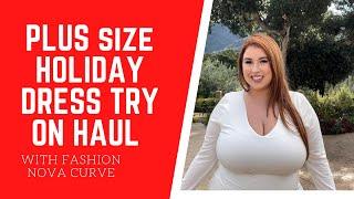 PLUS SIZE FASHION NOVA CURVE HOLIDAY DRESS TRY ON HAUL | Lauren Sangster