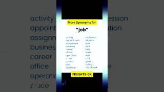 Synonym (Job) I INSIGHTS-GK I @INSIGHTS1979 #synonyms #vocabulary #english #englishspeaking #yt