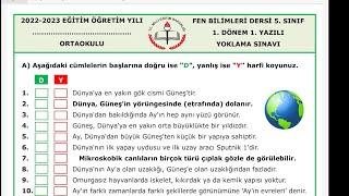 5. Sınıf Fen Bilimleri 1.Dönem 1.Yazılı @kadirhocam