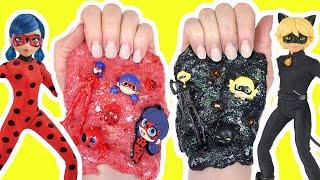 Miraculous Ladybug and Cat Noir DIY Slime Making and Mixing Tutorial! Crafts for Kids