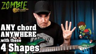 You can play ANY chord ANYWHERE on the Fretboard Using 1 of these 4 shapes