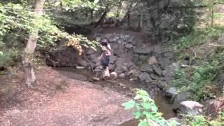 Creek crossing. Man and child. 3-10-14