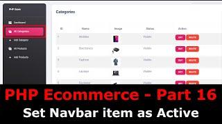 PHP Ecom Part 16 : How to set Navbar element / item to active in PHP | PHP  set active