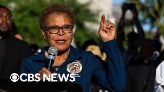 L.A. Mayor Karen Bass speaks after Sen. Padilla removed from Noem news conference | full video