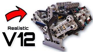 Realistic V12 Lego Technic engine!