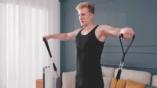 Widerstandsbänder Set, 5 Fitnessbänder Expander Tube Bands, Fitnessband mit Großem Griff K