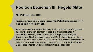 Patrick Eiden-Offe: Hegels Mitte | ZfL Berlin