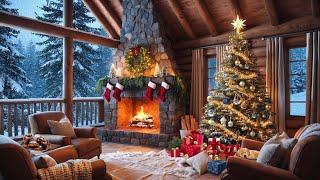 Cozy Winter Cabin Ambience with Relaxing Snowfall, Fireplace and Christmas Vibes