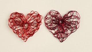 Crochet Wire Heart Pendant Earrings Tutorial