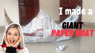 I made a Giant Paper Boat with newspaper | Origami | Tutor SD