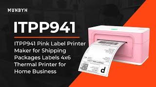 MUNBYN ITPP941 Pink Label Printer Maker for Shipping Packages Thermal Printer for Home Business